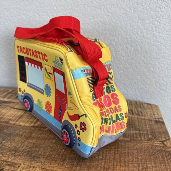 Big Mouth INC Lunch Box Tote Pail Taco Truck Yellow Tacotastic Shoulder Strap - Picture 4 of 11